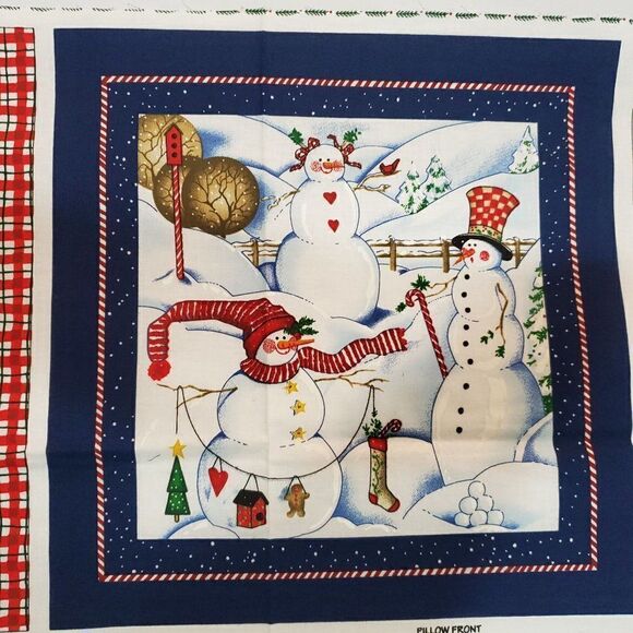Vintage Daisy Kingdom Fabric Snowman Pillow Pals Winter Christmas - Picture 4 of 6
